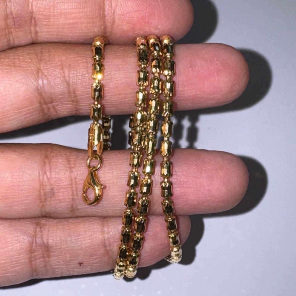 Barrel Custom Diamond-Cut Chain | 20” | 925 Stamped | 14K Yellow Gold Vermeil |
